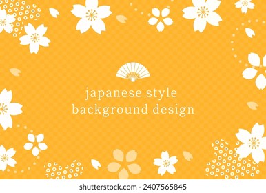 Japanese style background material with cherry blossom motif, spring color design template