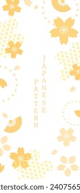 Japanese style background material with cherry blossom motif, spring color design template