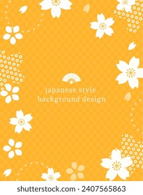 Japanese style background material with cherry blossom motif, spring color design template