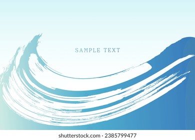 Japanese style background material drawn with a brush in the image of the sea and waves