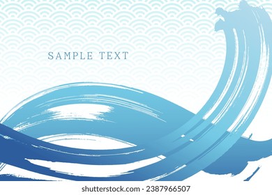 Japanese style background material drawn with a brush in the image of the sea and waves