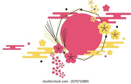 Japanese style background material of flowers and clouds