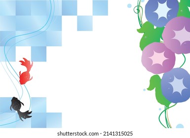 Japanese style background material of morning glory and goldfish