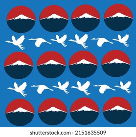 Vector de fondo de estilo japonés. Ilustración vectorial de dibujo de la mano de la cigüeña