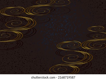 Japanese style black and golden running water pattern.