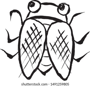 Japanese style brush picture "cicada"
