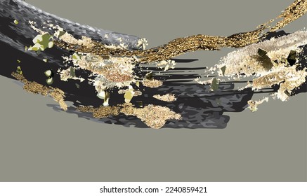 Japanese style brush touch Mt. Fuji background illustration