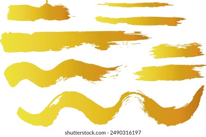 Japanese Style, Brushstroke, Gold Line Illustration, Vector