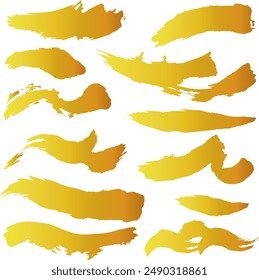 Japanese Style, Brushstroke, Gold Line Illustration, Vector