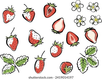 Japanese style brushstroke strawberry illustration
