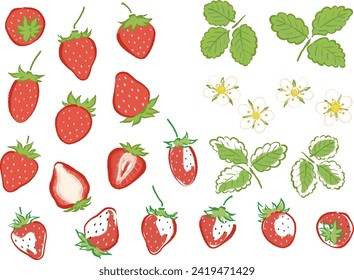 Japanese style brushstroke strawberry illustration
