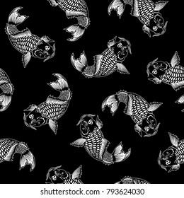 Japanese style carp pattern,
I drew a carp in the technique of the Japanese traditional painting,
This painting continues repeatedly,
