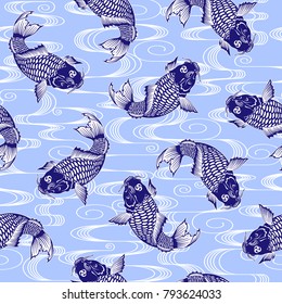 Japanese style carp pattern,
I drew a carp in the technique of the Japanese traditional painting,
This painting continues repeatedly,
