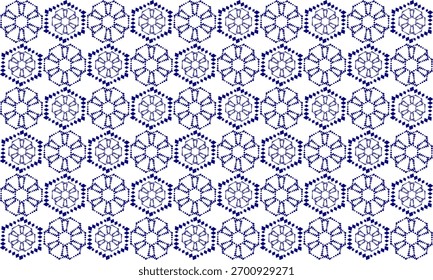 Japanischer Stil, Schachbrettmuster mit weißen Blumen quadratischen Block, nahtloses Muster mit weißen Blumen, Blume auf Block blauen Hintergrund Design für Stoffdruck, blaues Keramikmuster