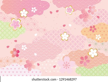 Japanese style of Japanese cherry blossoms