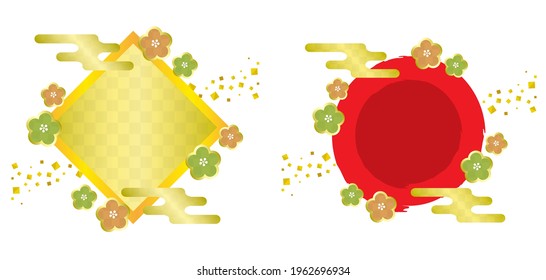 Japanese style circular and rhombus frame illustration