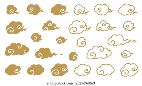 Conjunto de material de ilustración de nube de estilo japonés