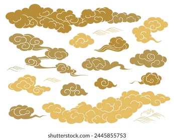 Japanese style cloud illustration set.