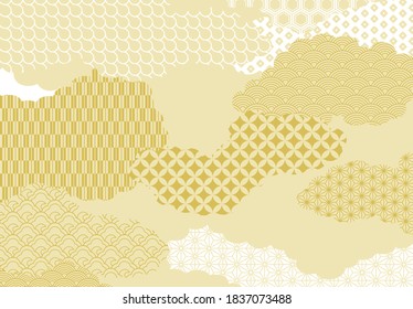 Japanese style cloud and pattern background material
