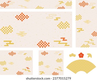 Japanese style cloud pattern background. New Year holidays material. Vector illustration.