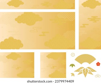 Japanese style cloud pattern background. New Year holidays material. Vector illustration.