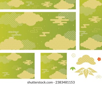 Japanese style cloud pattern background. New Year holidays material. Vector illustration.
