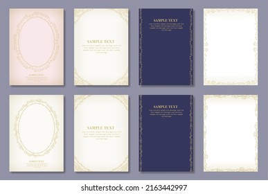Japanese style cloud pattern frame postcard set.It is vector data that is easy to edit.