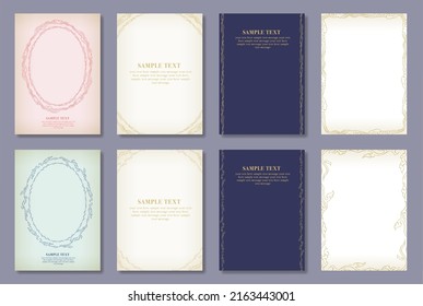 Japanese style cloud pattern frame postcard set.It is vector data that is easy to edit.