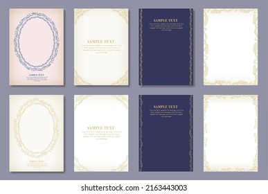 Japanese style cloud pattern frame postcard set.It is vector data that is easy to edit.