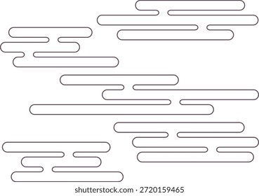 Estilo Japonês Cloud Pattern com linhas de contorno mínimas inspiradas por Ukiyo-e Art