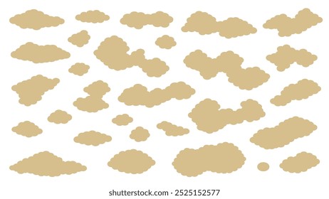 Japanese style cloud silhouette illustration material set