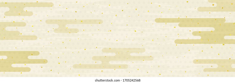 Nubes de estilo japonés y fondo de patrones tradicionales