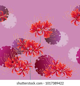 Japanese style cluster amaryllis pattern,
Design of a Japanese style cluster amaryllis,
It is used for a kimono
