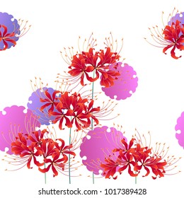 Japanese style cluster amaryllis pattern,
Design of a Japanese style cluster amaryllis,
It is used for a kimono
