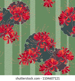 Japanese style cluster amaryllis pattern,
Design of a Japanese style cluster amaryllis,
It is used for a kimono
This painting continues repeatedly
