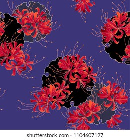 Japanese style cluster amaryllis pattern,
Design of a Japanese style cluster amaryllis,
It is used for a kimono
This painting continues repeatedly
