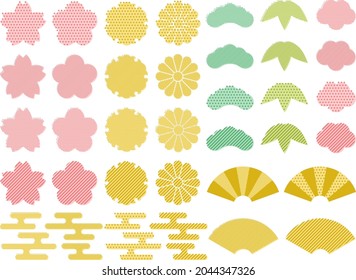 Japanese style colorful icon set with dots and stripes