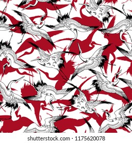 Japanese style crane pattern,