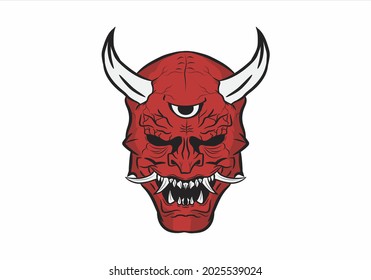 Japanese style demon vector illustration 