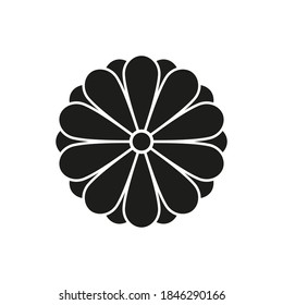 Japanese style design flower Sign or Imperial symbol on white background. Vector and illustration