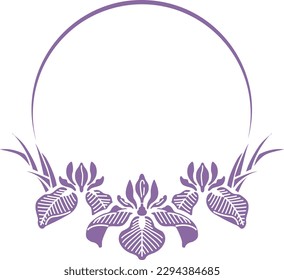 Japanese style design frame of iris flowers