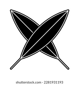 Japanese style design Sign with two leaves Bamboo. Simple vector logo