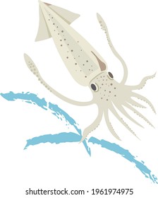 Japanese style design squid illustration