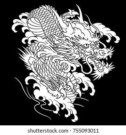 Japanese style dragon illustration,
I designed an Oriental dragon,
A vector work,
