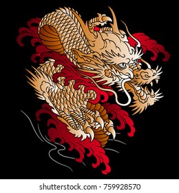 Japanese style dragon illustration,
I designed an Oriental dragon,
