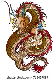 Japanese style dragon illustration,
I designed an Oriental dragon,
A vector work,
