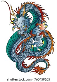 Japanese Style Dragon Illustration,
I Designed An Oriental Dragon,
A Vector Work,
