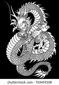 Japanese style dragon illustration,
I designed an Oriental dragon,
A vector work,
