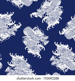 Japanese style dragon pattern,
I designed an Oriental dragon,
This painting continues repeatedly,
A vector work
