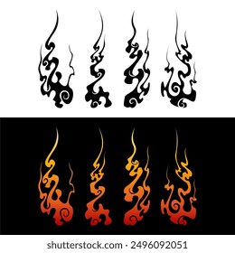 Japanese Style Fire flame ignite collection set vector clip art element isolated design editable